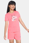 Rosaline Girls Winnie The Pooh Knit Cotton Shorts Set - Shell Pink — thumbnail 2